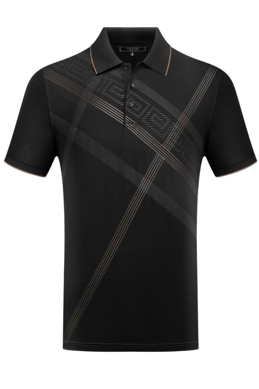 Geo Criss-Cross Button Polo