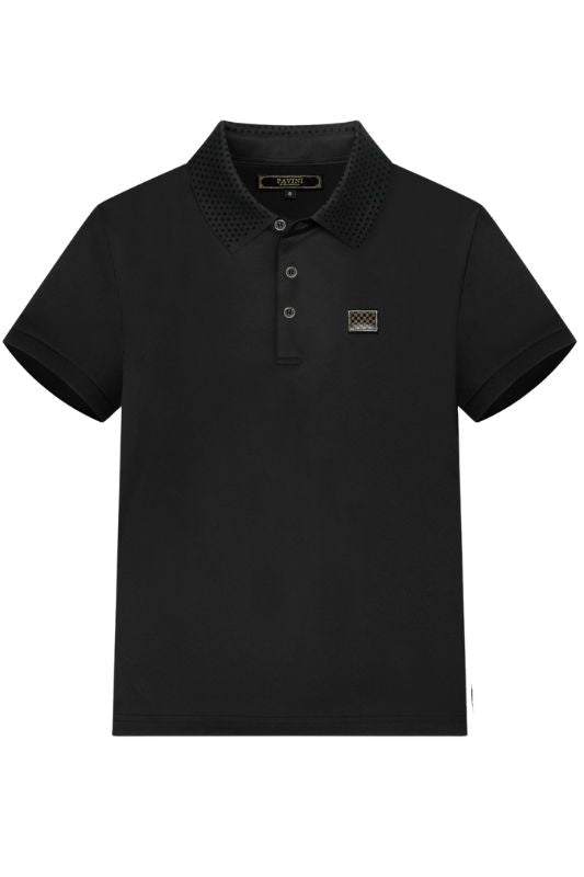 Solid Checkered Emblem Polo