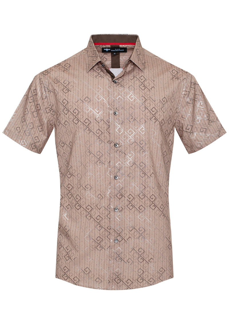 Abstract Foil S/S Button-Up