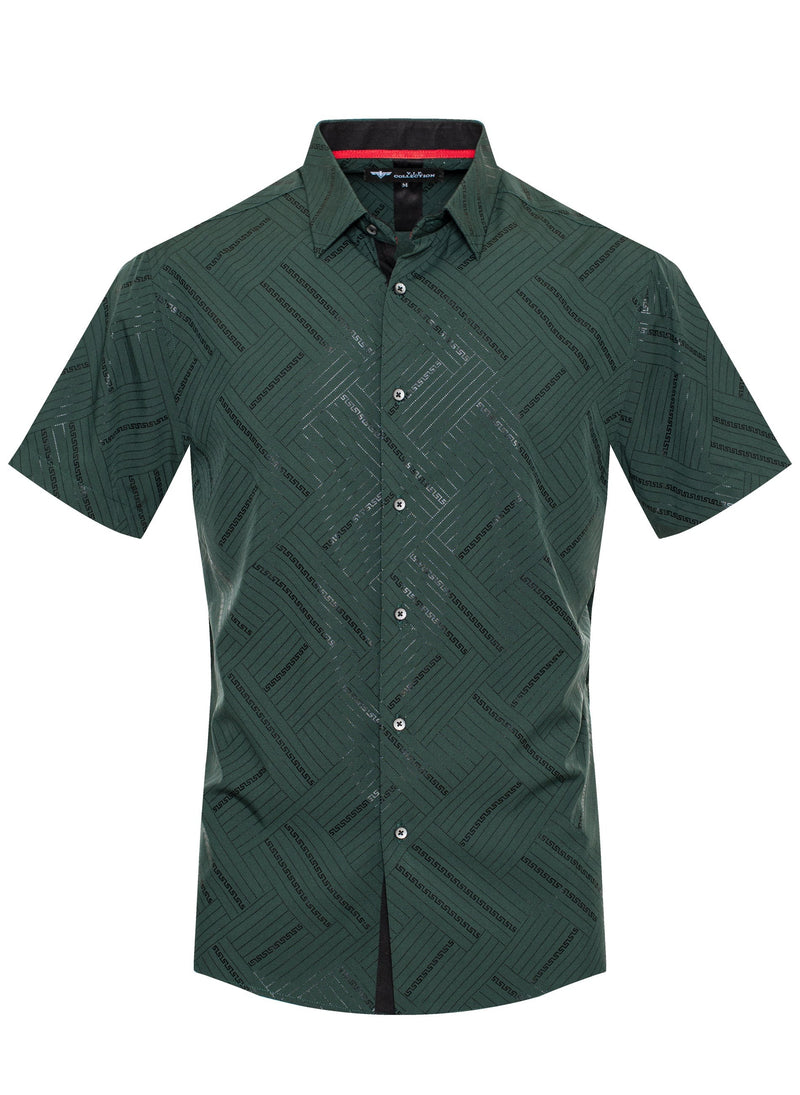 Geo Lines Print Button-Up