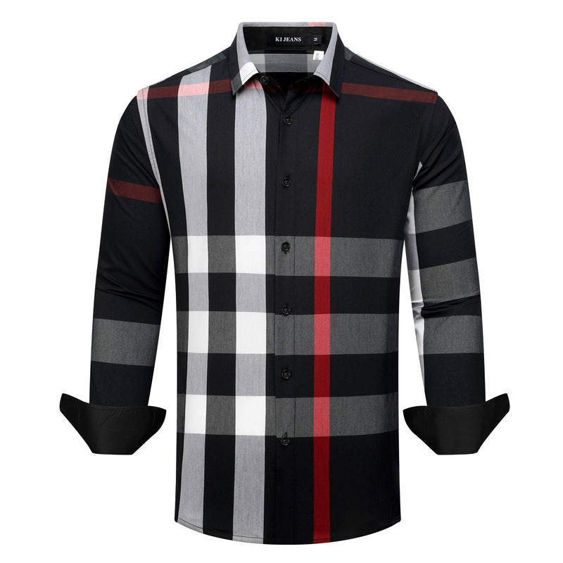 Checker Plaid Long Sleeve Button-Up