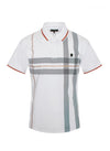 Plaid Stripe Trim Collar Polo