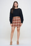 Plaid Check Wrap Mini Skirt