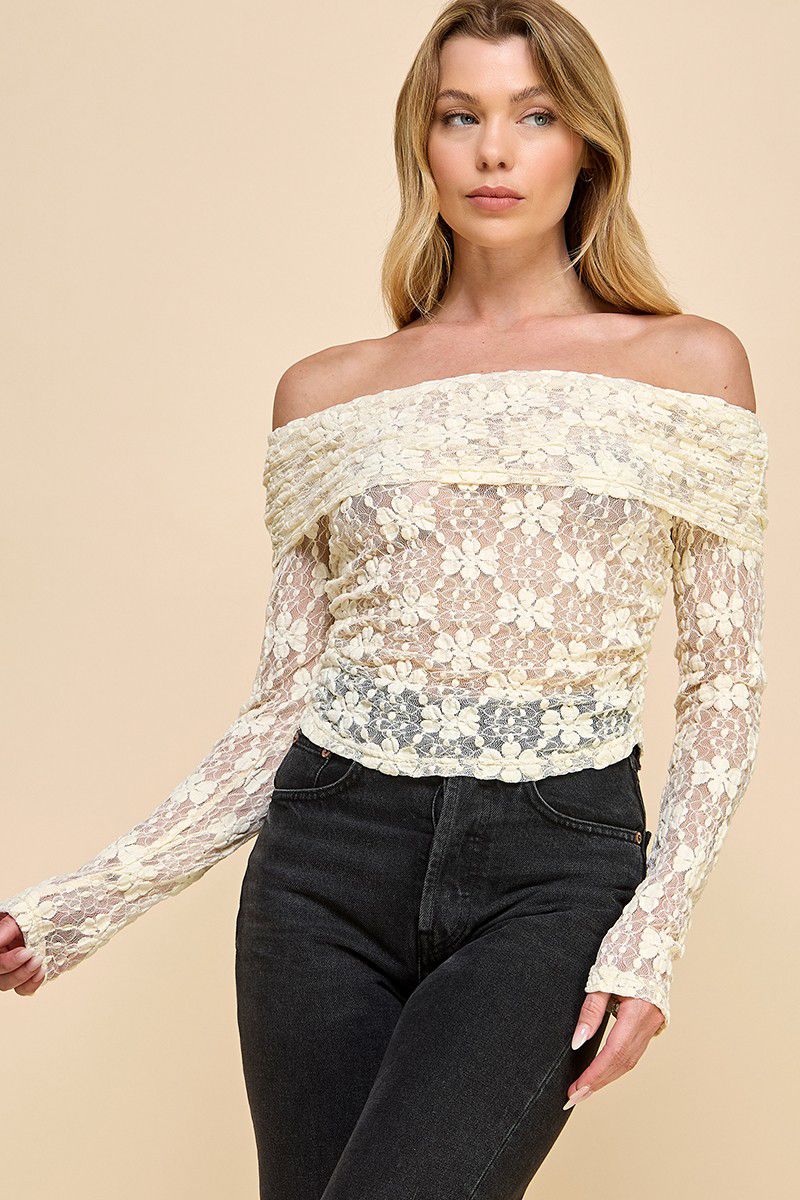 Lace Detail Flap Off Shoulder Top