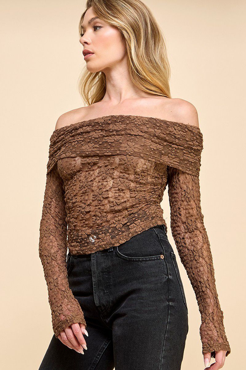 Lace Detail Flap Off Shoulder Top