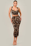 Cheetah Crop Top and Midi Skirt Set