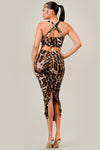 Cheetah Crop Top and Midi Skirt Set