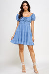 Solid Crinkle Tie Front Dress