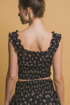 Floral Ruffle Sleeve Smocked Top
