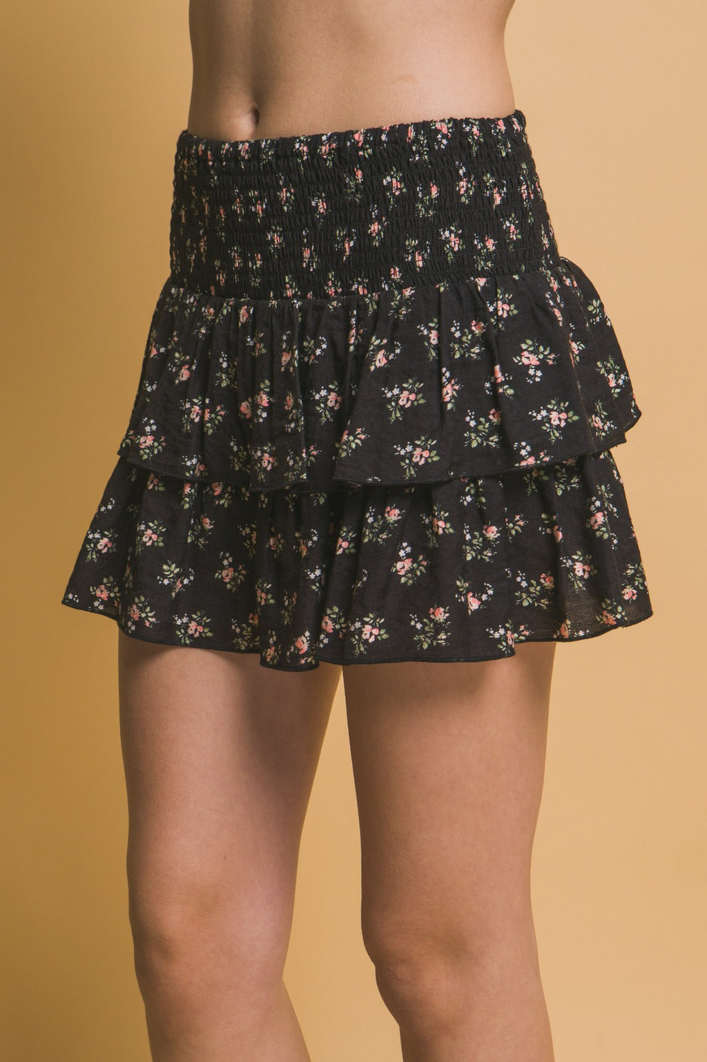 Floral Smocked Tiered Mini Skirt