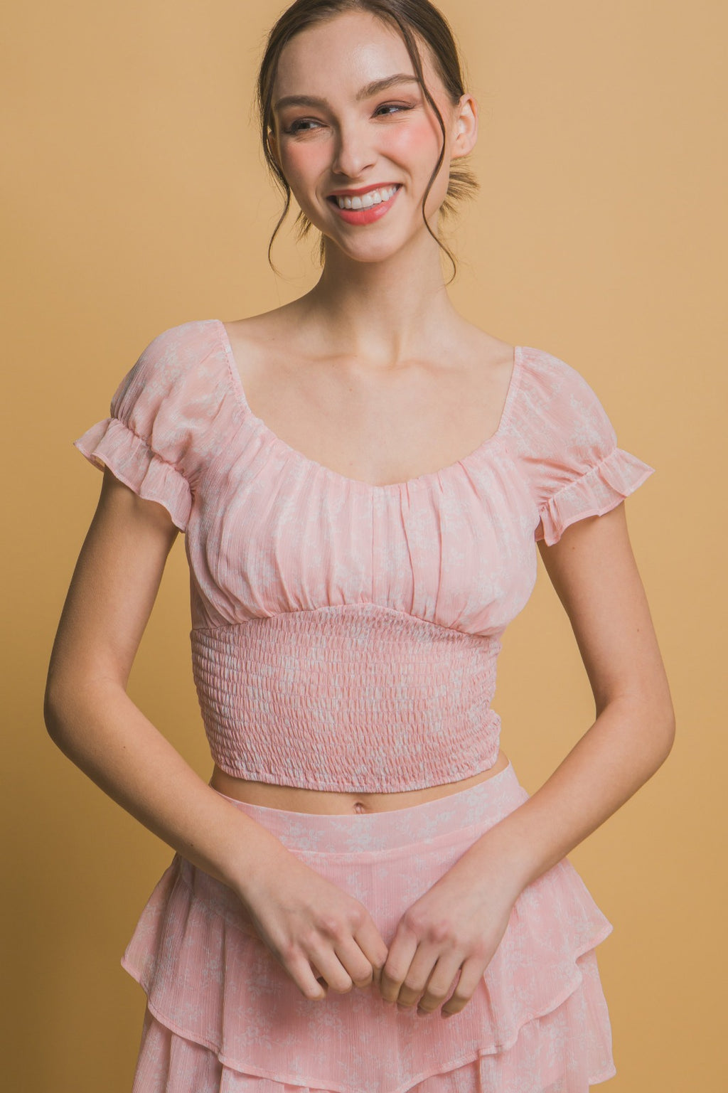 Floral Off Shoulder Smock Top