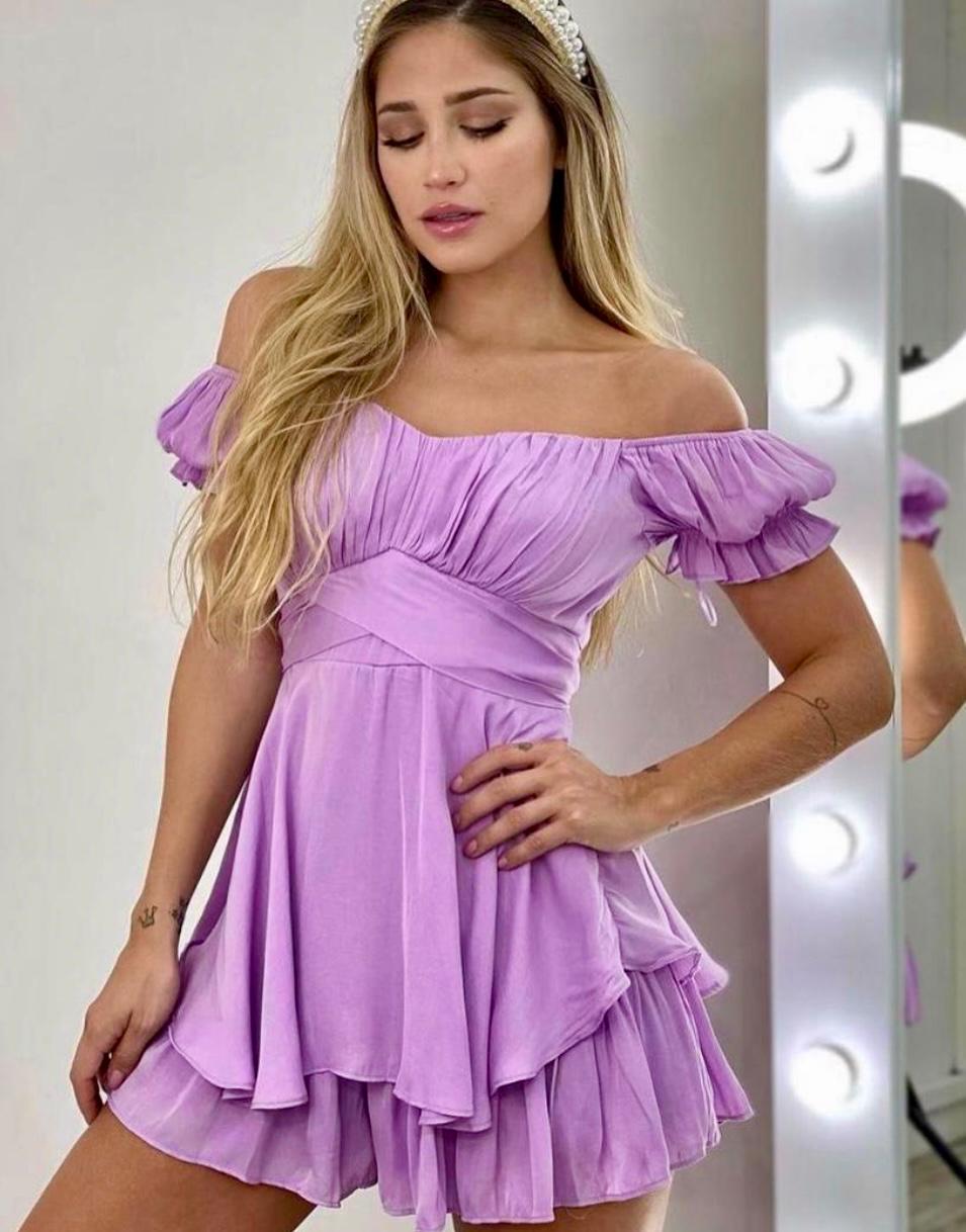 Satin Wrap Puff Sleeve Romper