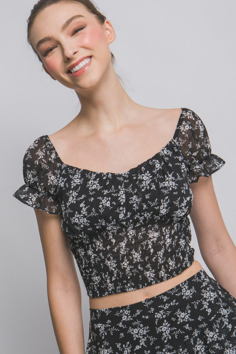 Floral Off Shoulder Smock Top