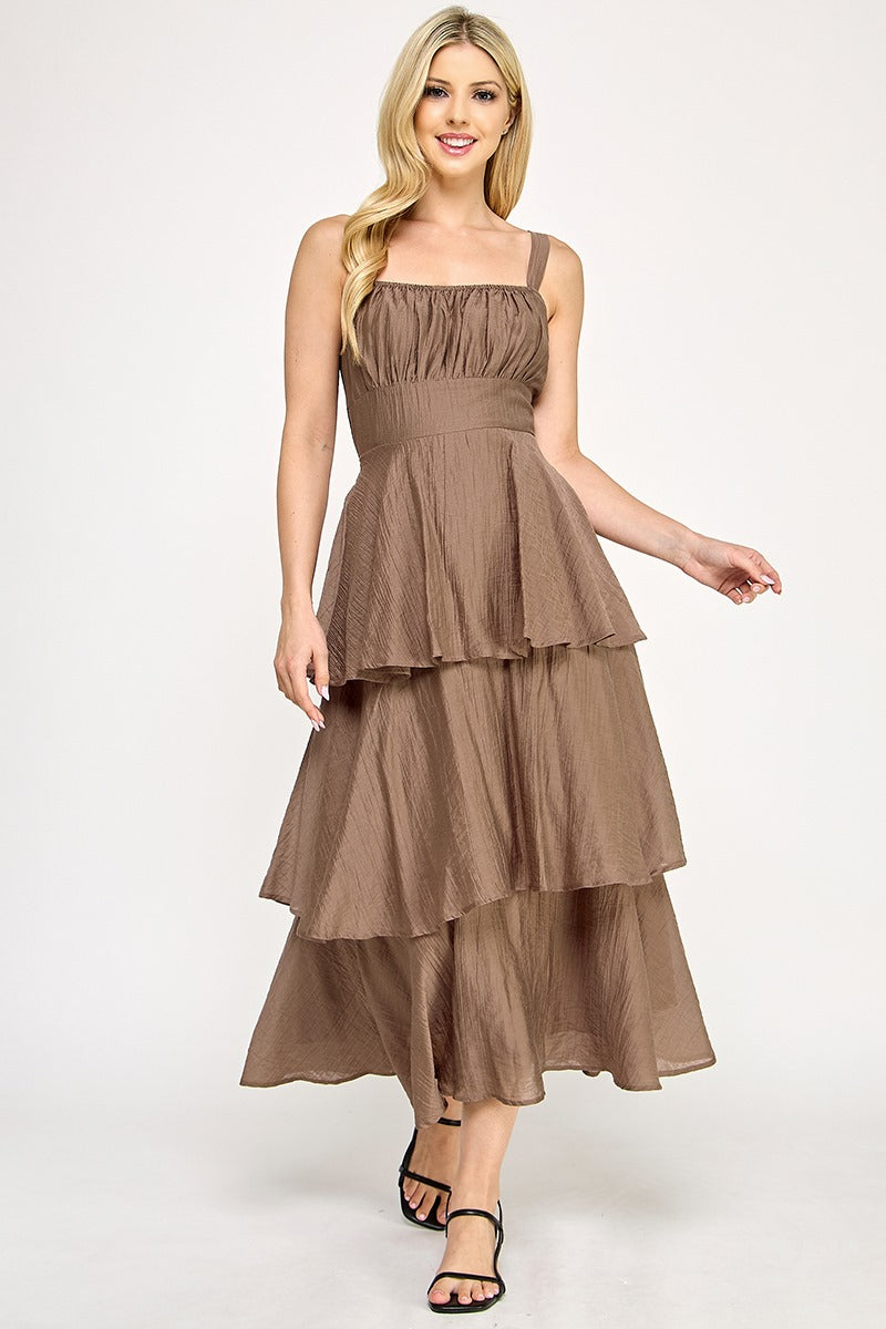 Tiered Crinkle Maxi Dress
