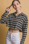 Cropped Plaid Button Up Top