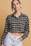 Cropped Plaid Button Up Top