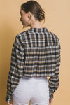 Cropped Plaid Button Up Top