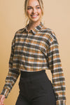 Cropped Plaid Button Up Top