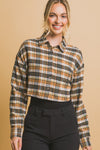 Cropped Plaid Button Up Top