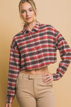 Cropped Plaid Button Up Top