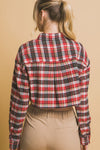 Cropped Plaid Button Up Top