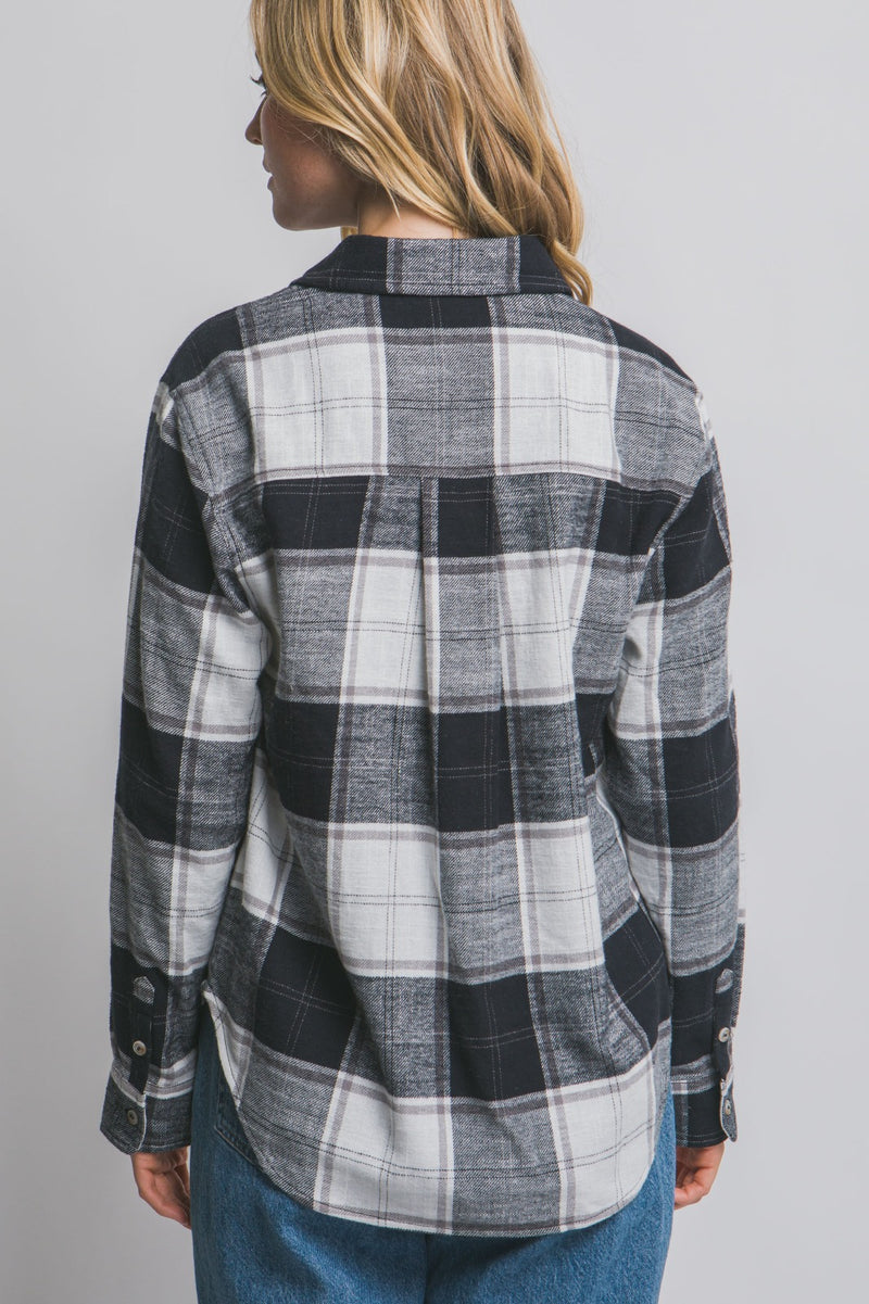 Button Pocket Plaid Top