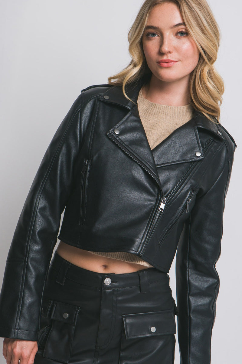 Vintage Crop Moto Jacket