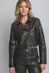 Vintage Crop Moto Jacket