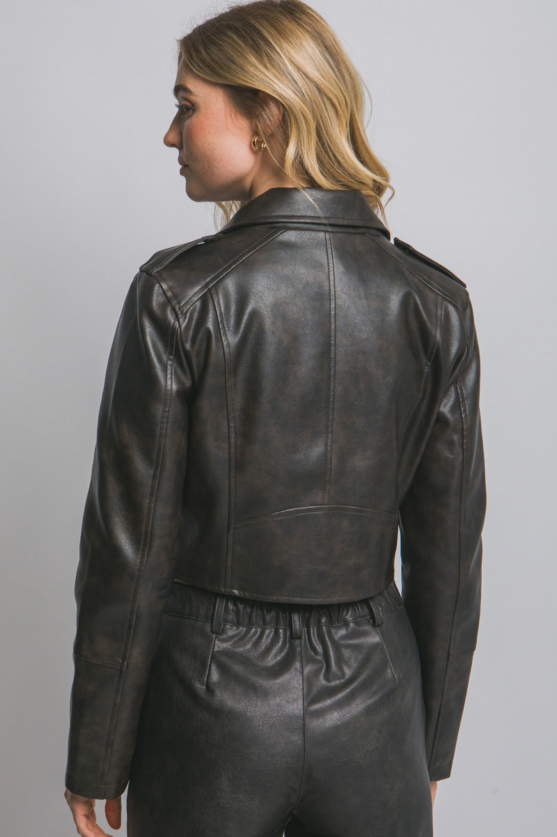 Vintage Crop Moto Jacket