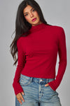 Fine Ribbed Long Sleeve Turtleneck Top