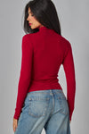 Fine Ribbed Long Sleeve Turtleneck Top