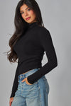 Fine Ribbed Long Sleeve Turtleneck Top