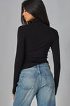 Fine Ribbed Long Sleeve Turtleneck Top