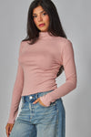 Fine Ribbed Long Sleeve Turtleneck Top