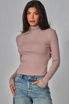 Fine Ribbed Long Sleeve Turtleneck Top
