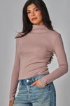 Fine Ribbed Long Sleeve Turtleneck Top