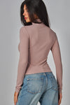 Fine Ribbed Long Sleeve Turtleneck Top