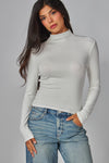 Fine Ribbed Long Sleeve Turtleneck Top