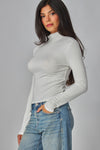 Fine Ribbed Long Sleeve Turtleneck Top