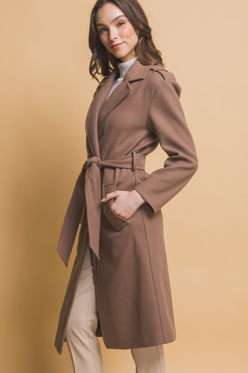 Tie Waist Peacoat