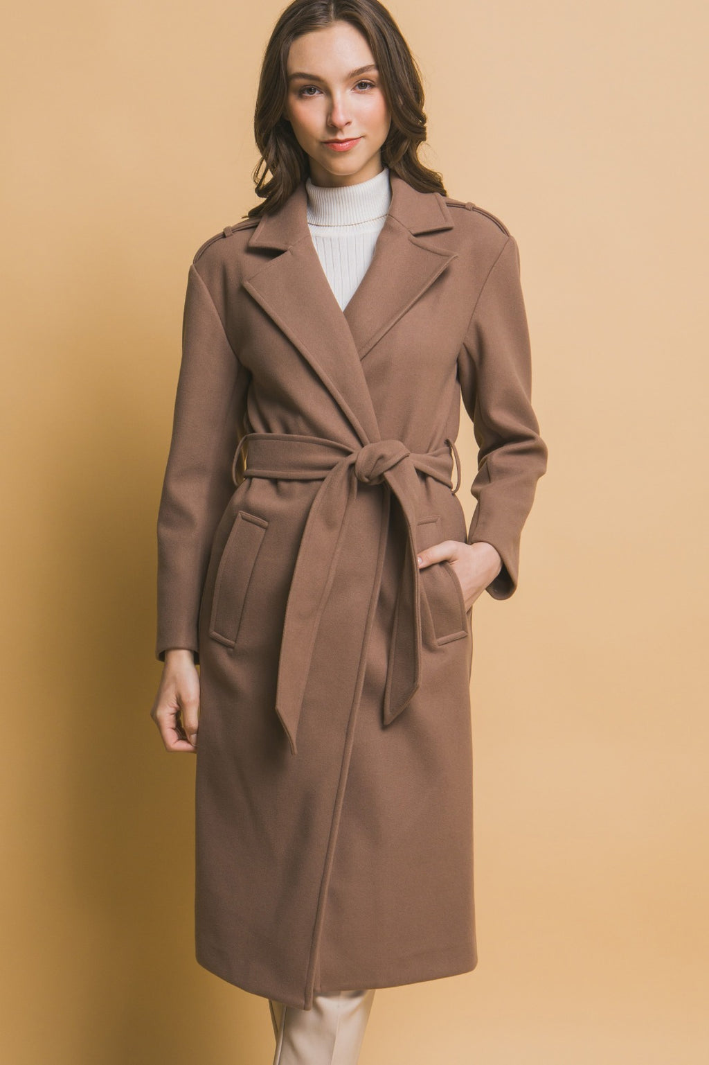 Tie Waist Peacoat