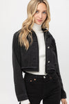 Hoodie Layered Crop Denim Jacket