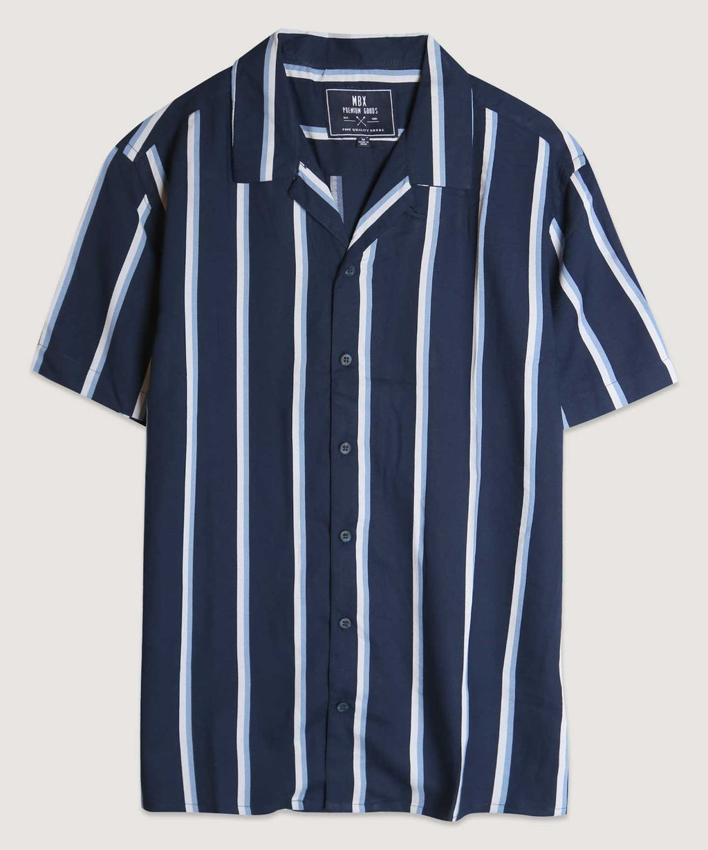 Two Tone Stripe Camp Shirt