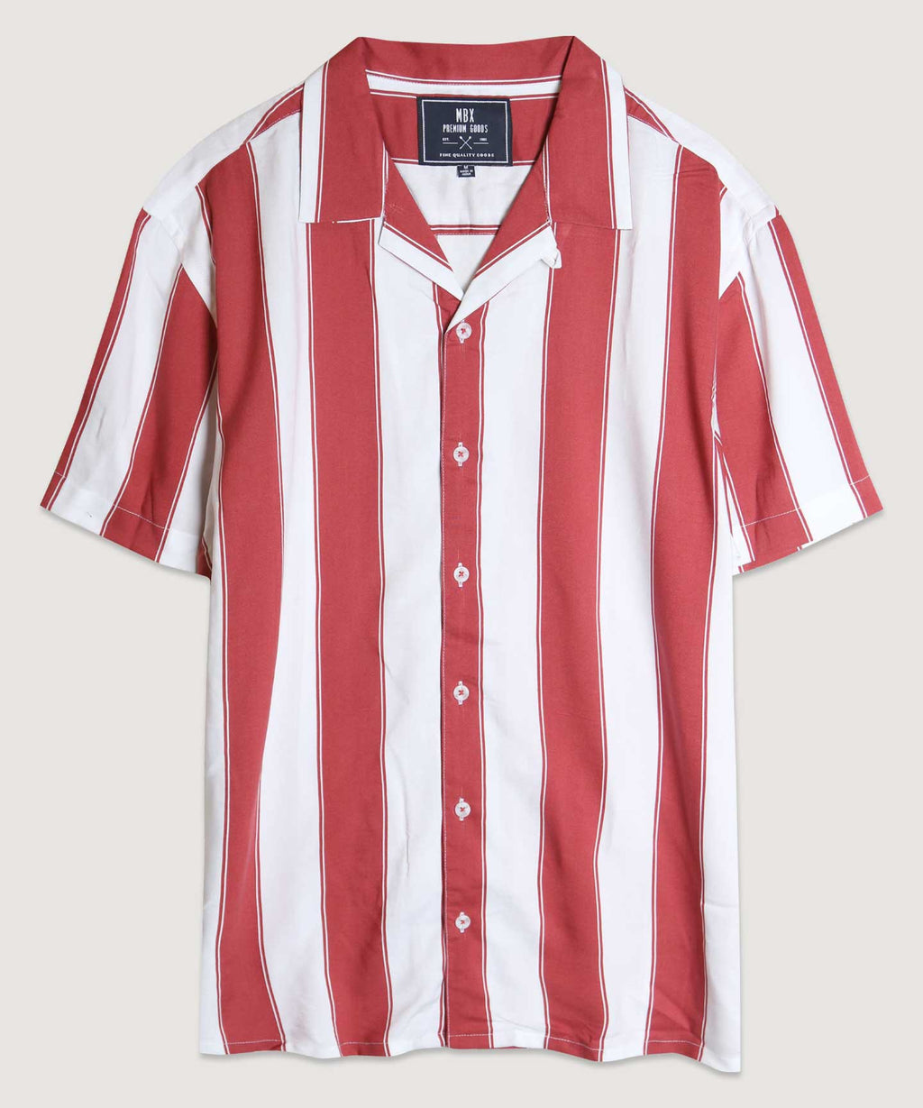 Stripe Button Up Camp Shirt