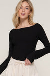 Boatneck Flare Long Sleeve Top