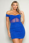 Glitter Mesh Corset Off Shldr Dress