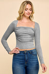 Ribbed Knit Pleated Top