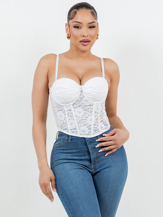 Lace Ruched Bra Corset Top