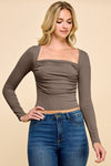 Ribbed Knit Pleated Top