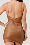 Faux Leather Cinch Side Cami Dress